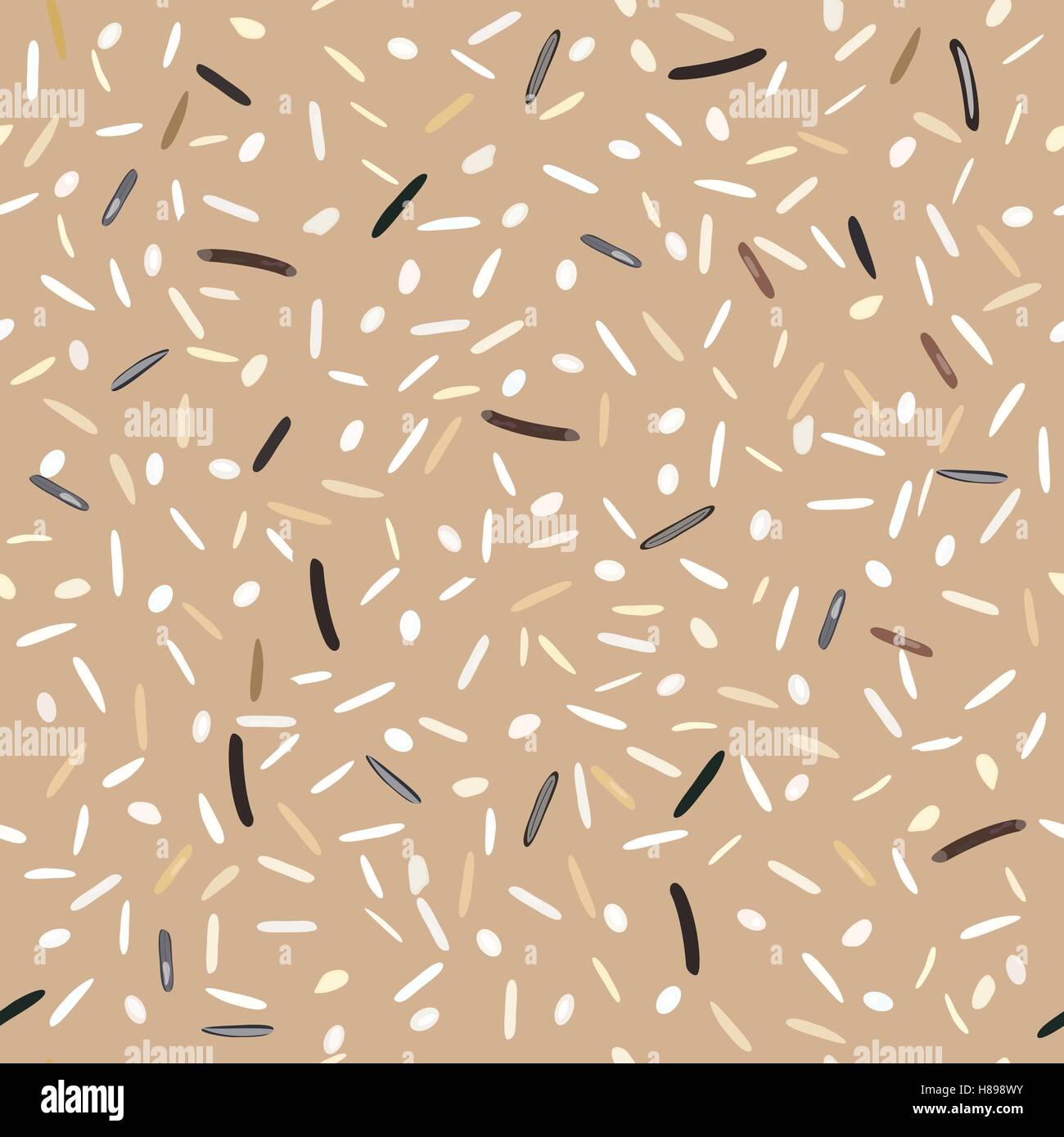 Motif transparente différents types de riz Basmati, jasmin, sauvages, long, brun, arborio sushi. Illustration vecteur EPS 10. Illustration de Vecteur