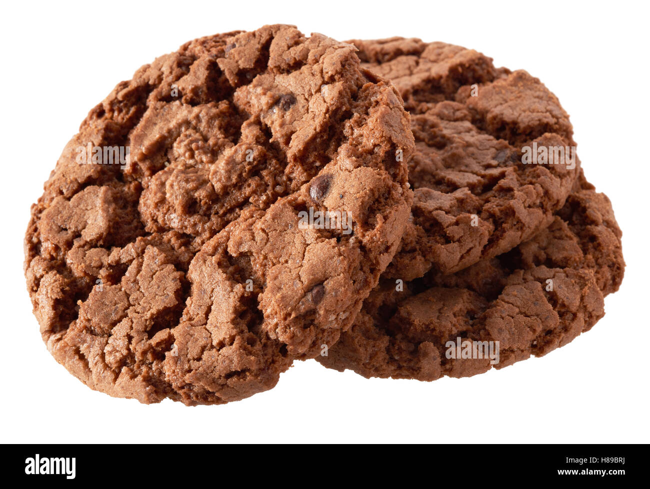 Objets isolés : groupe des cookies au chocolat noir, isolé sur fond blanc Banque D'Images
