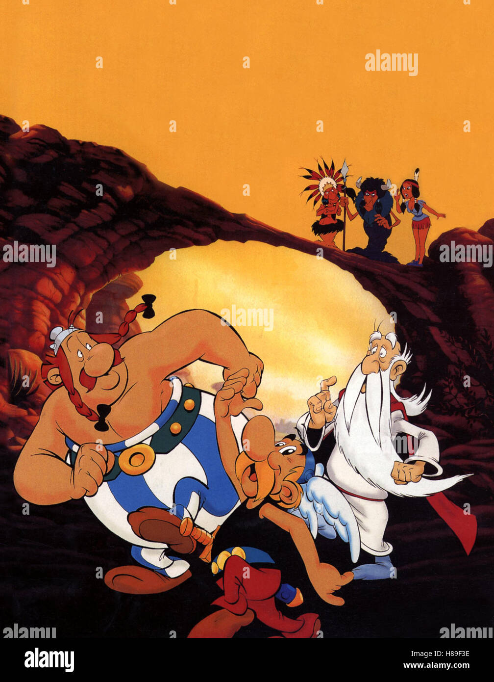 Asterix dans Amerika, (ASTÉRIX ET LES INDIENS) D 1993, Regie : Gerhard Hahn, Ausdruck : Obélix, Miraculix, Indianer Banque D'Images