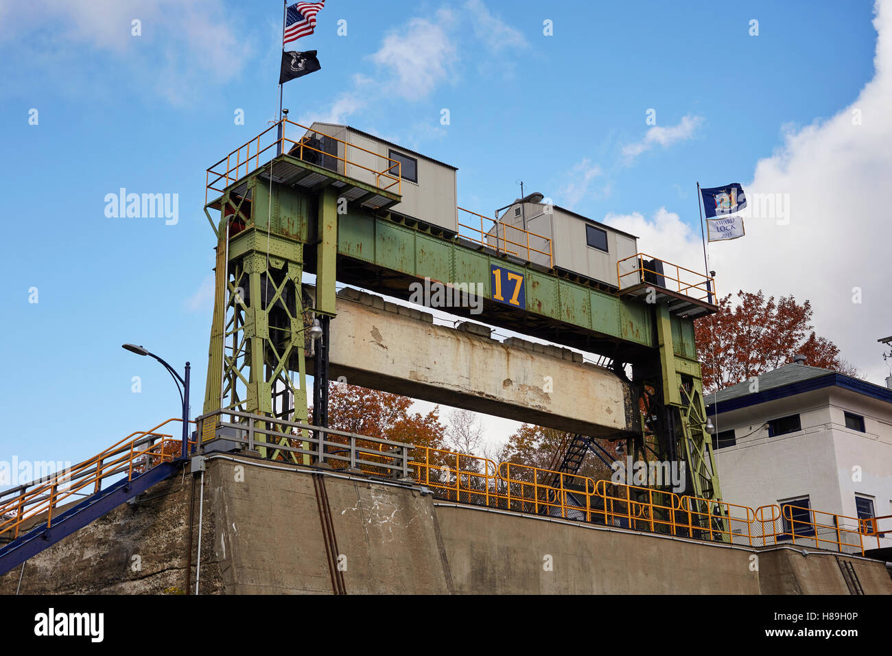 Erie Canal Lock 17 à Little Falls, New York, USA Banque D'Images