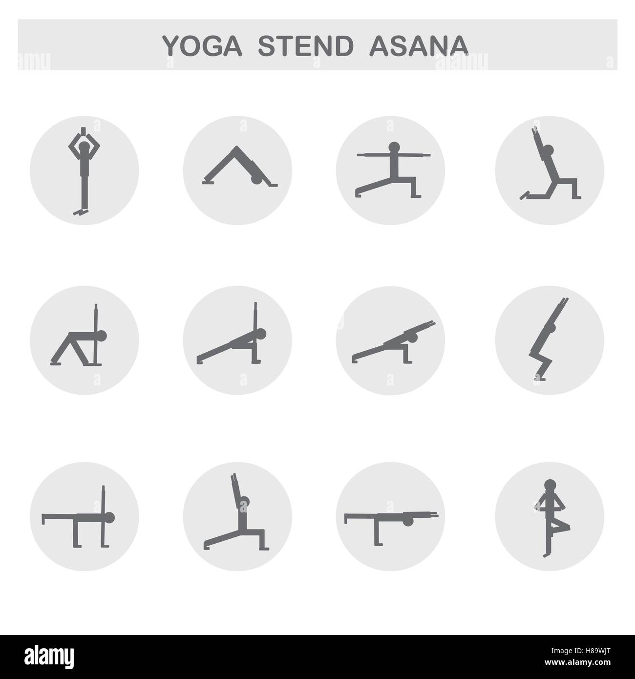 Ensemble d'icônes. Pose des asanas de yoga. Vecteur. Illustration de Vecteur