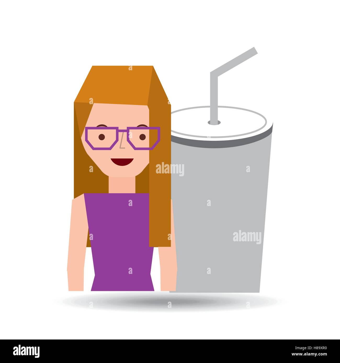 Cartoon girl et tasse de soude cinéma icône graphic vector eps 10 illustraion Illustration de Vecteur