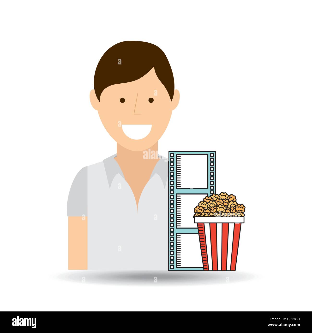 Happy woman cartoon cinéma pop corn vector eps 10 illustraion Illustration de Vecteur