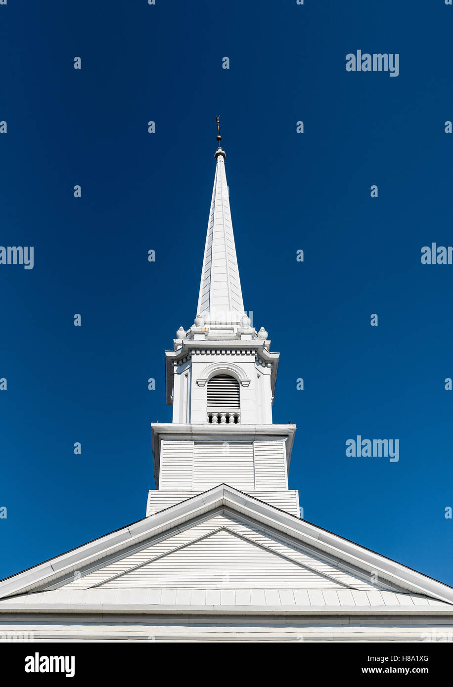 Clocher de l'église détail de la Nouvelle Angleterre. Banque D'Images