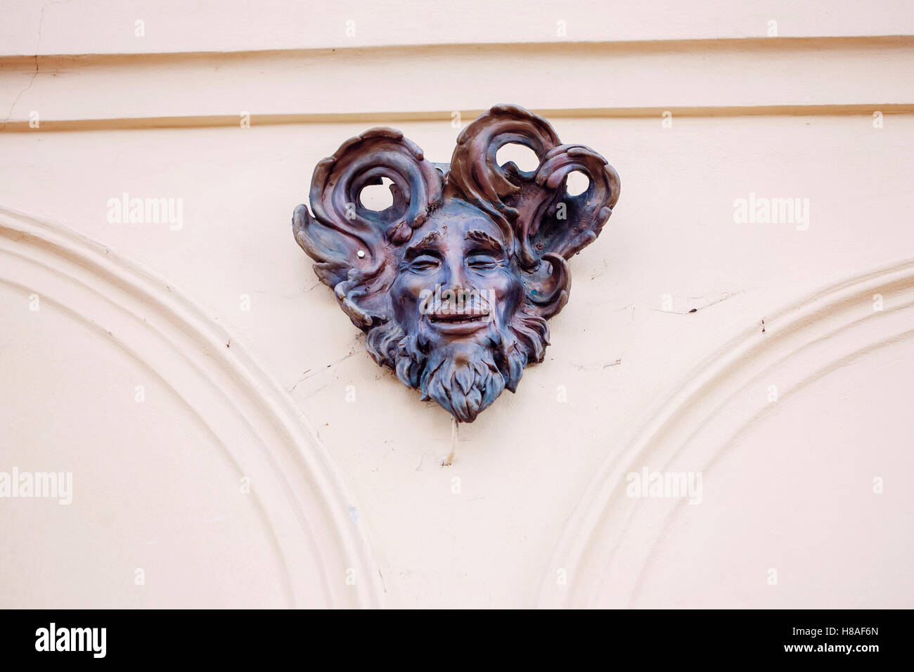 Satyr Woodland Dieu face sculpture Banque D'Images