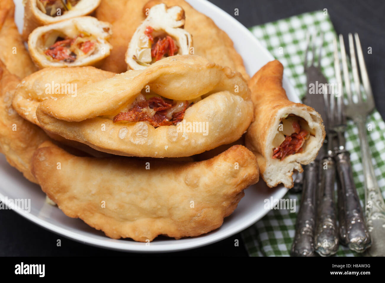 Panzerotti pizza fraîche du italien Banque D'Images