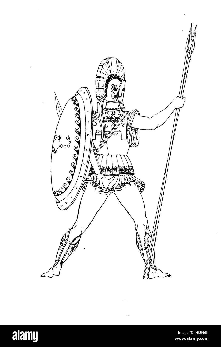 La Grèce, guerrier grec en armure complète, histoire de la mode, des costumes story Banque D'Images