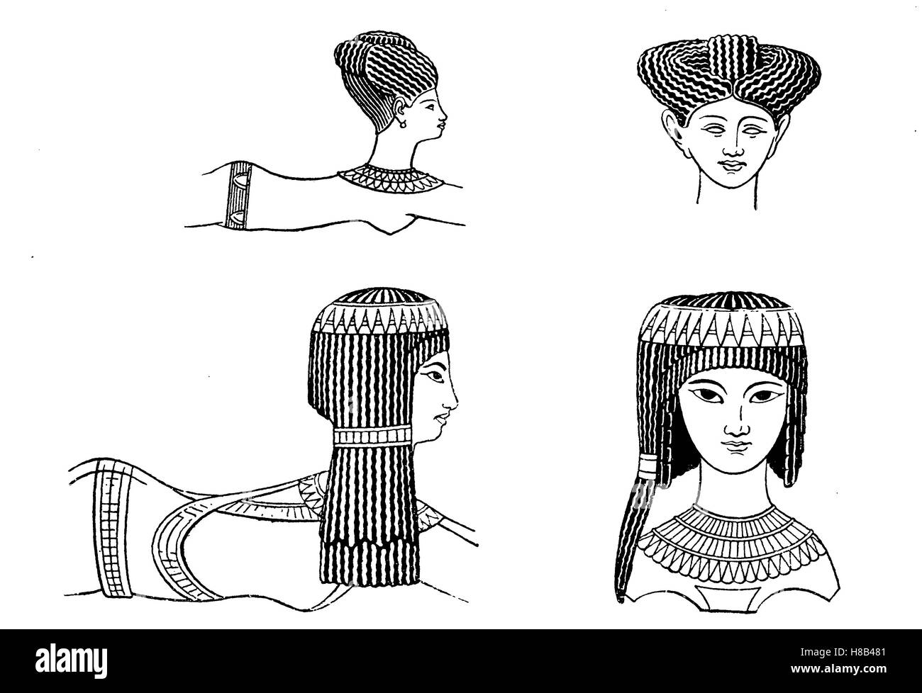 Les coiffures des dames dans l'Egypte ancienne, ca 1200 av. J.-C., après avoir trouvé l'encens loafs, histoire de la mode, des costumes story Banque D'Images