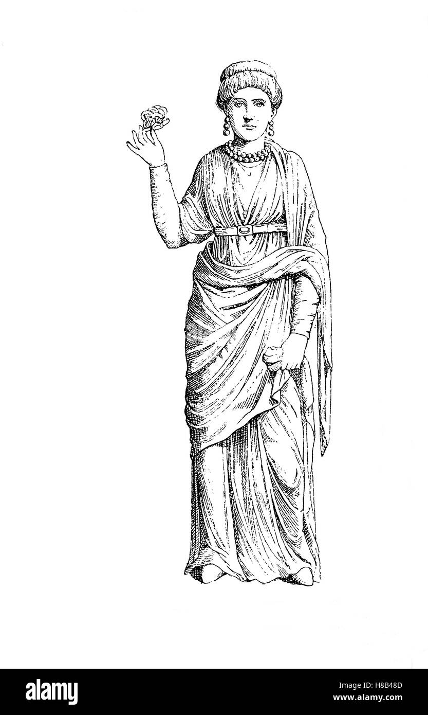 Aelia Galla Placidia (388 - 450), fille de l'empereur romain Théodose Ier, portant le costume de la Rome antique, l'histoire de la mode, des costumes story Banque D'Images