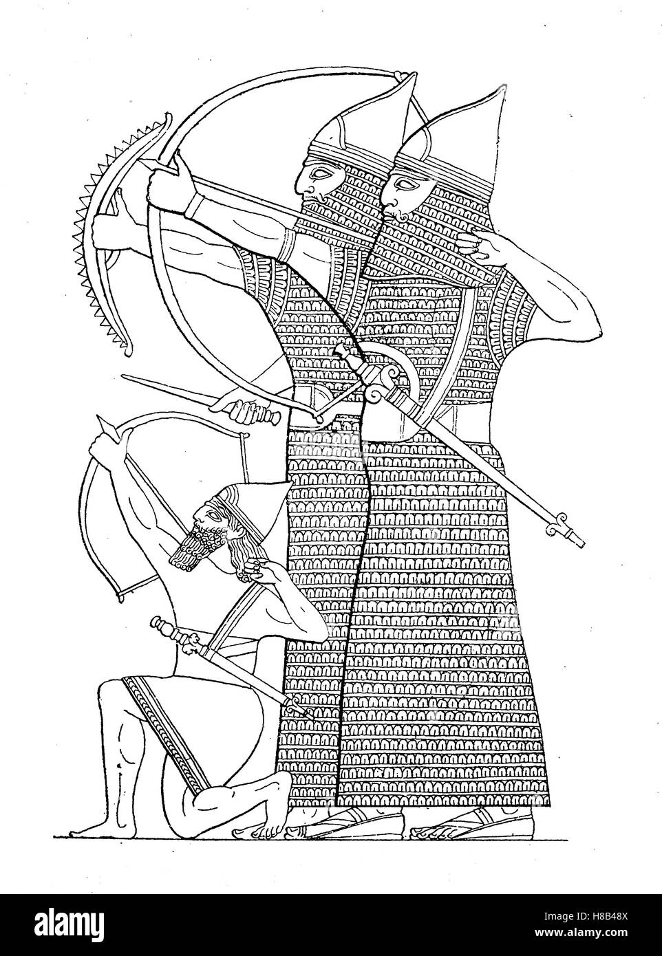 Tir à l'assyrien à pied, histoire de la mode, des costumes story Banque D'Images Tir à l'assyrien à pied, histoire de la mode, des costumes story Banque D'Images