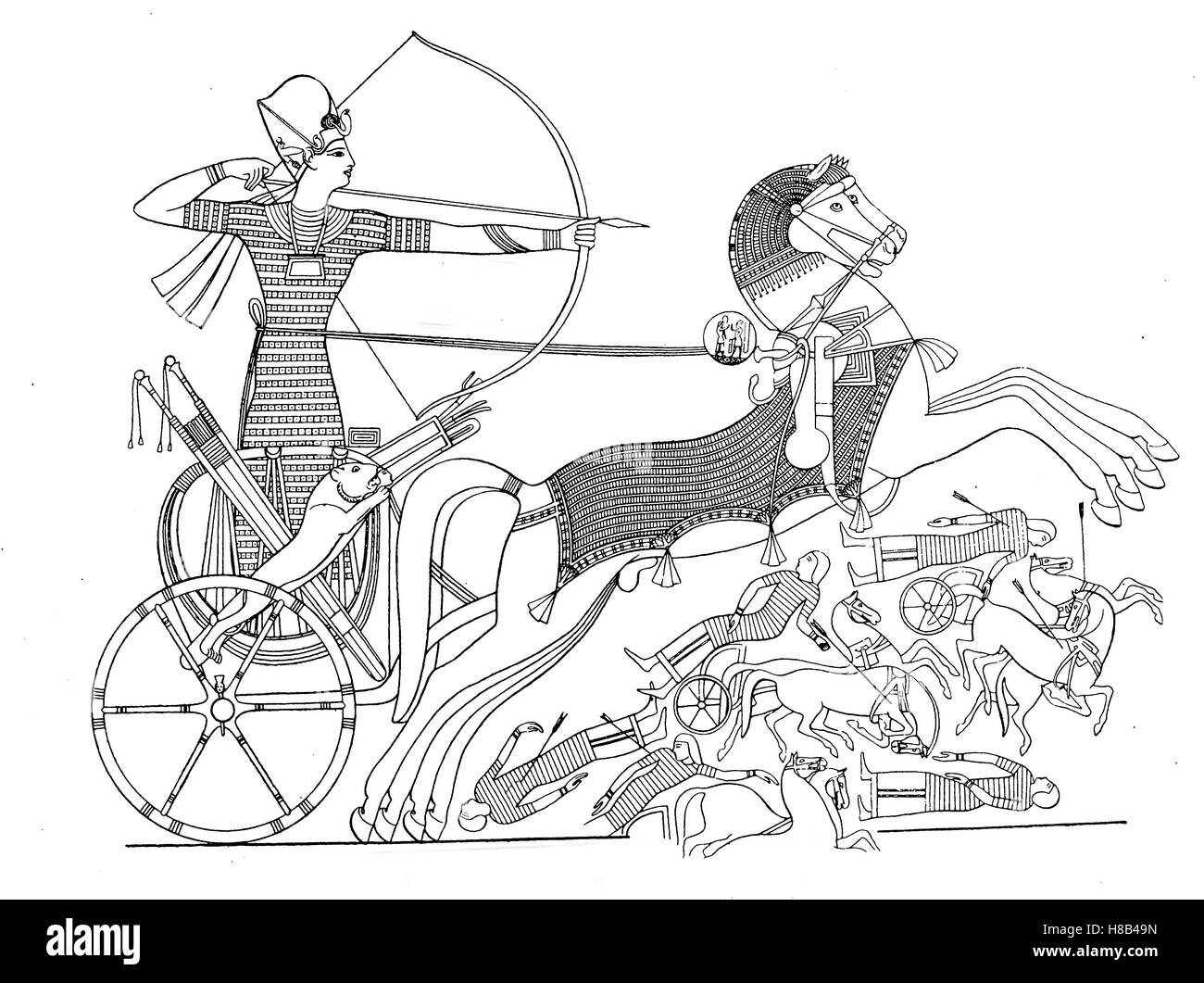 Le Roi Ramsès - Melamun en bataille avec le rhetas sur l'Oronte, histoire de la mode, des costumes story Banque D'Images Le Roi Ramsès - Melamun en bataille avec le rhetas sur l'Oronte, histoire de la mode, des costumes story Banque D'Images
