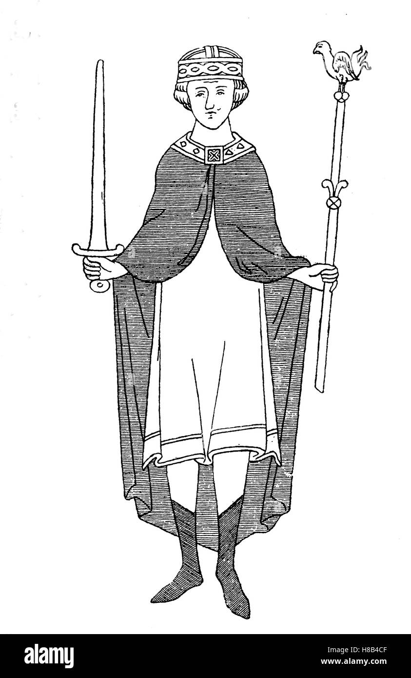 Le roi Guillaume le Rouge de l'Angleterre, 1087-1100, le costume avant le début de la formes de costumes du 12. centurys, histoire de la mode, des costumes story Banque D'Images