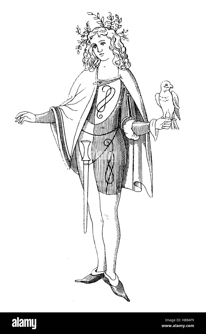 Costume d'un fop, avec loveknot, 15. siècle, Histoire de la mode, des costumes story Banque D'Images