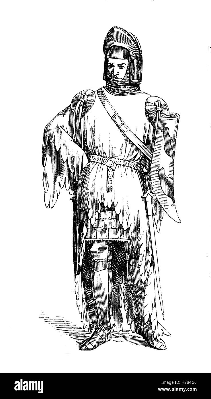L'armure de corps ou l'armure de corps en relation avec le Zatteltracht, chevalier français à la fin du 14. centurys, histoire de la mode, des costumes story Banque D'Images