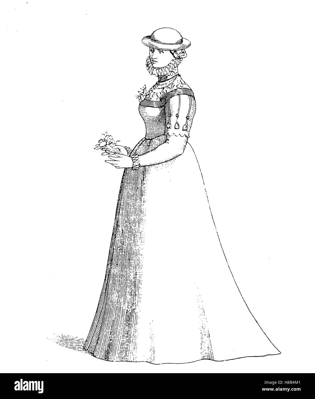 De jeunes anglais mesdames, 1560, histoire de la mode, des costumes story Banque D'Images