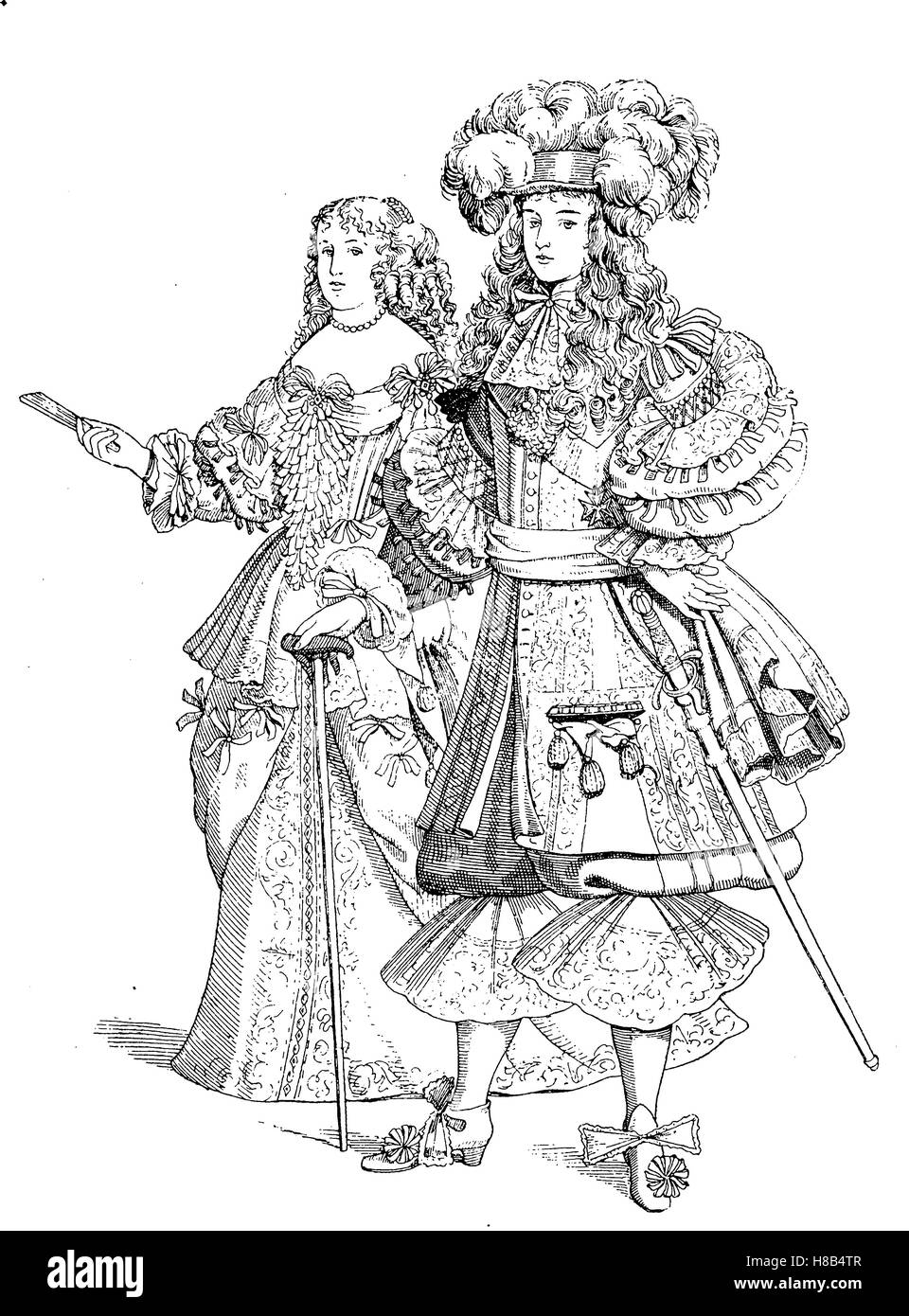 Louis XIV (5 septembre 1638 ? 1er septembre 1715), connu sous le nom de Louis le Grand (Louis le Grand) ou le Roi Soleil., avec Gemahlin, im Jahre 1660, la France, l'histoire de la mode, des costumes story Banque D'Images