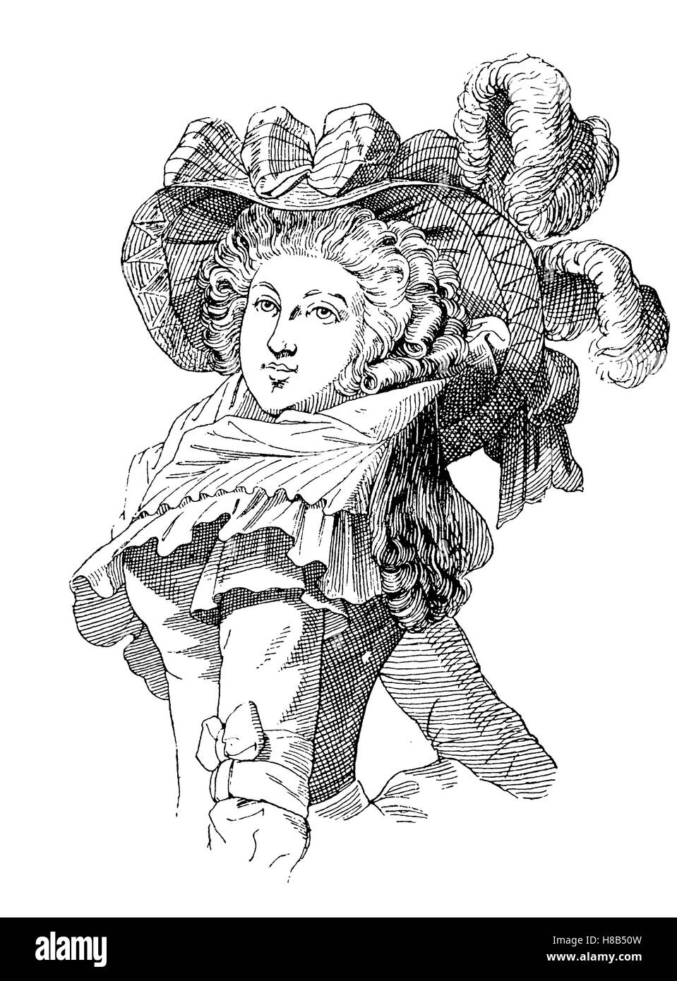 Chef de noble dame à l'époque de la révolution, 1790, la France, l'histoire de la mode, des costumes story Banque D'Images