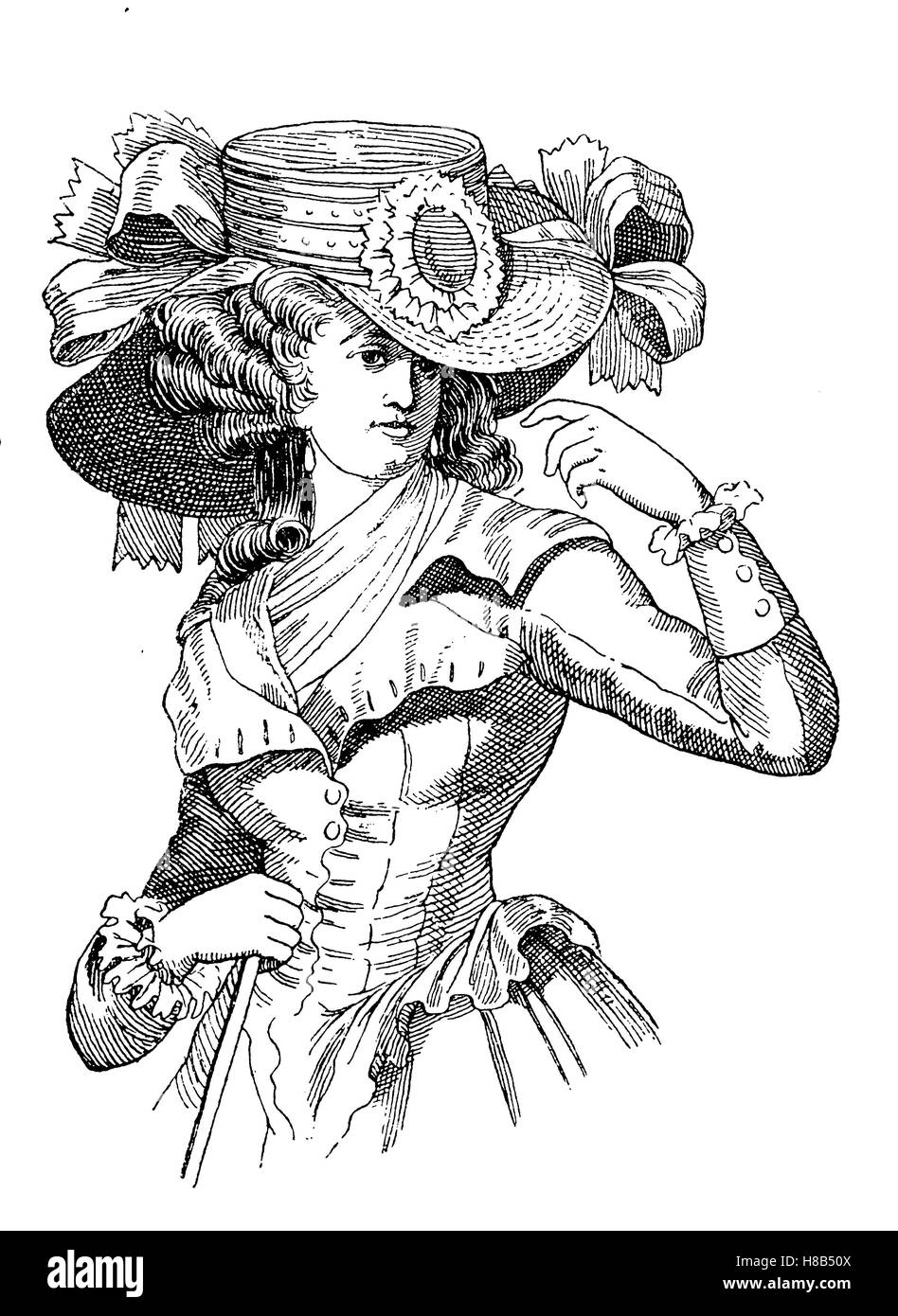Chef de noble dame à l'époque de la révolution, 1790, la France, l'histoire de la mode, des costumes story Banque D'Images