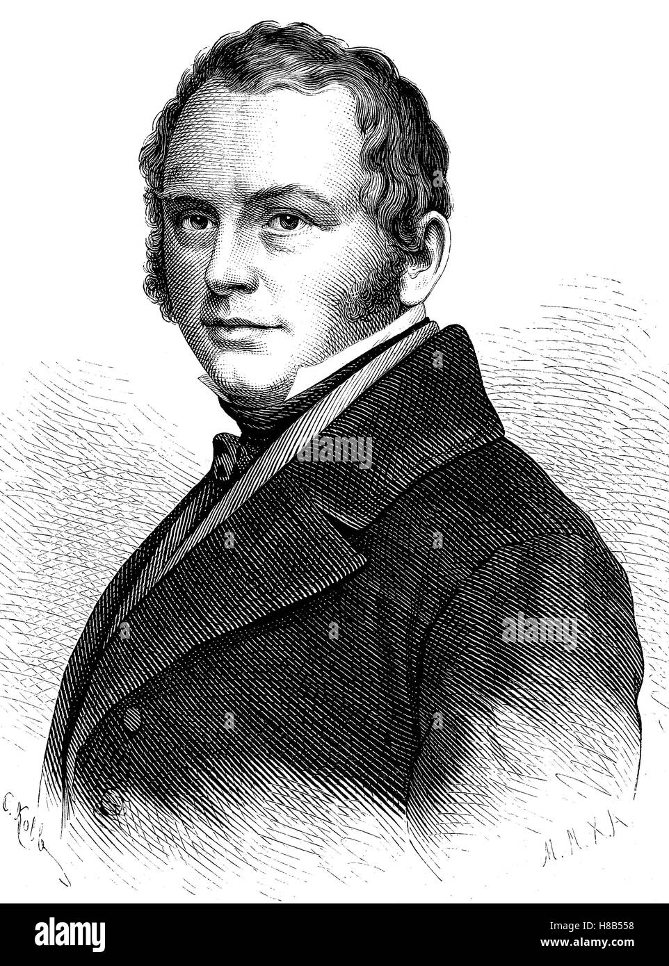 Benjamin Gustav Schwab, 19 juin 1792 - 4 novembre 1850, était un écrivain allemand, pasteur et à l'éditeur., gravure sur bois de 1892 Banque D'Images