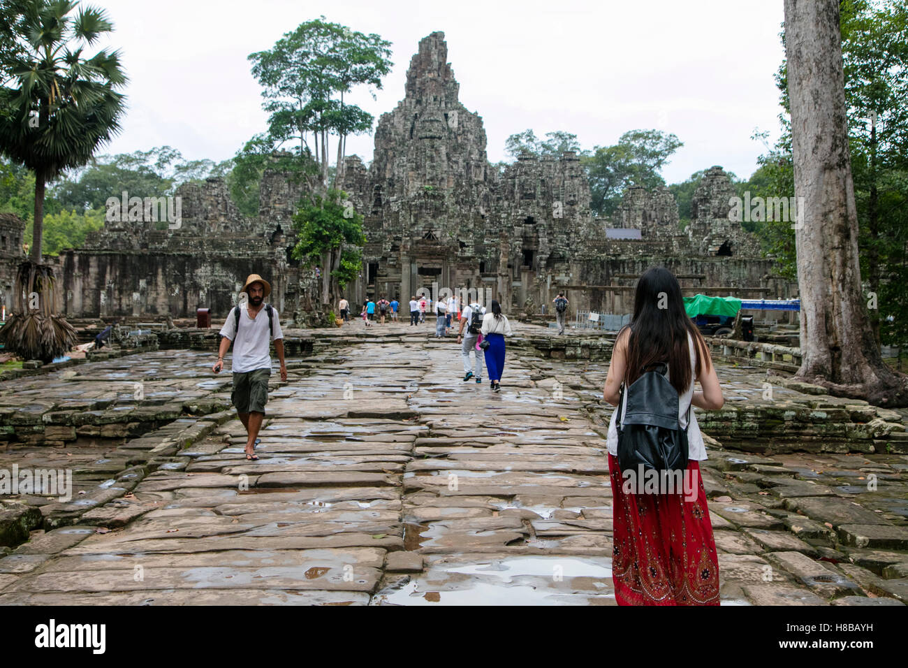 Angkor Thom, le temple Bayon, Angkor, Cambodge Banque D'Images