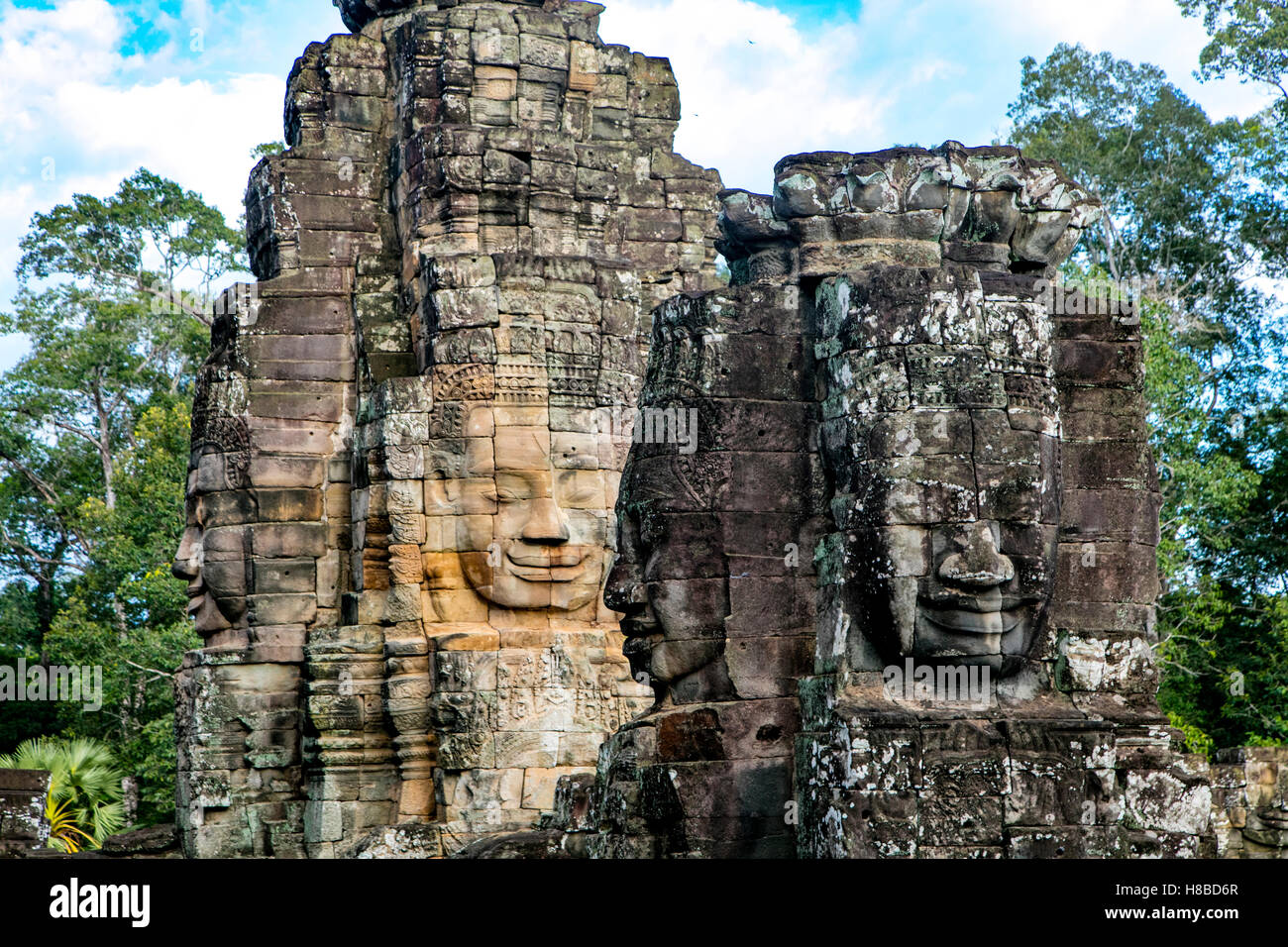 Angkor Thom, le temple Bayon, Angkor, Cambodge Banque D'Images