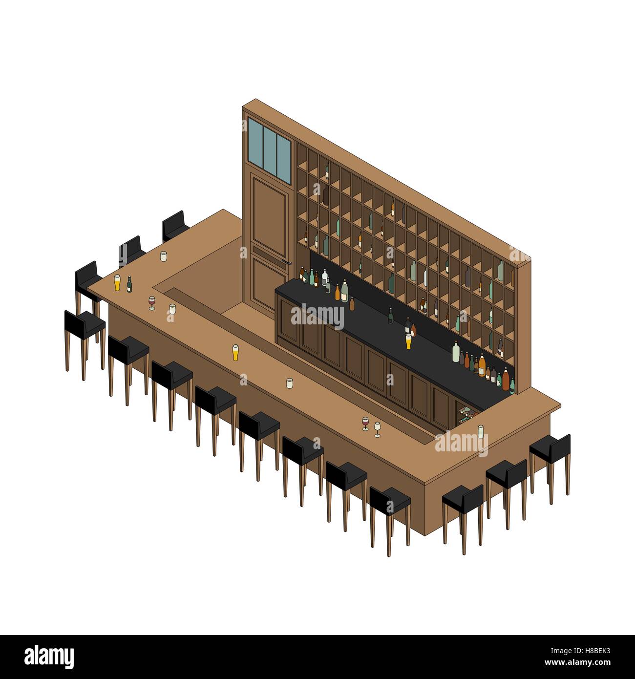 L'intérieur du bar isométrique Illustration de Vecteur