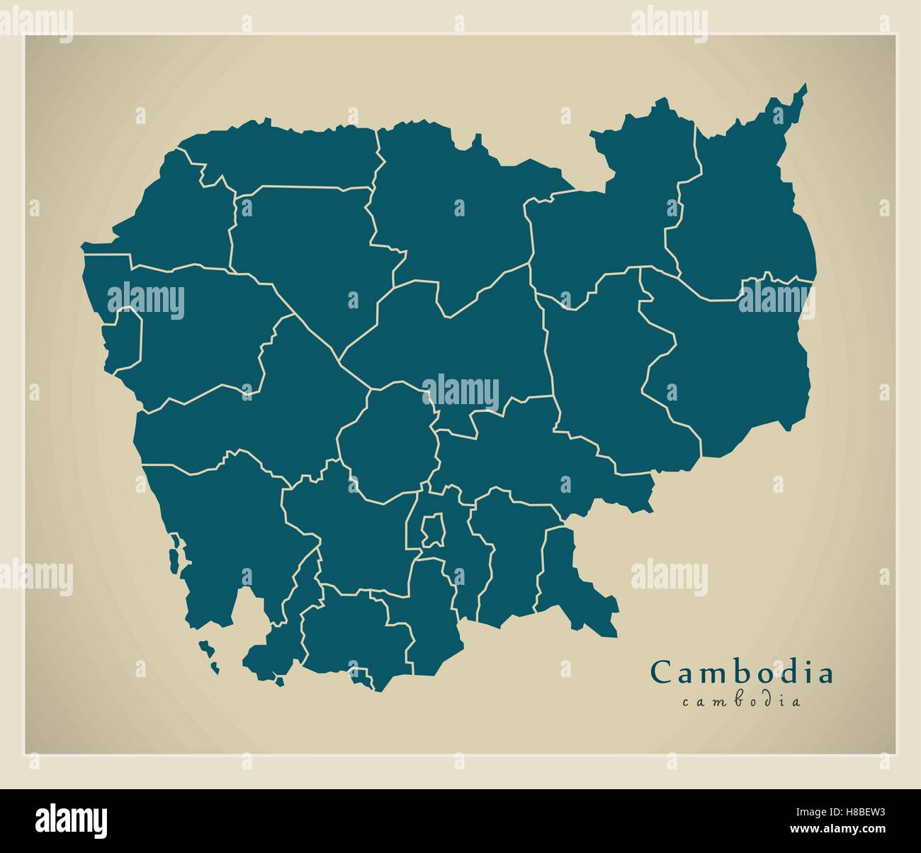 Carte moderne - le Cambodge avec les provinces KH Illustration de Vecteur