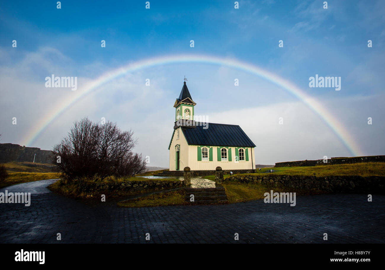 Sur le site du premier parlement à Þingvellir Parc National en Islande Banque D'Images