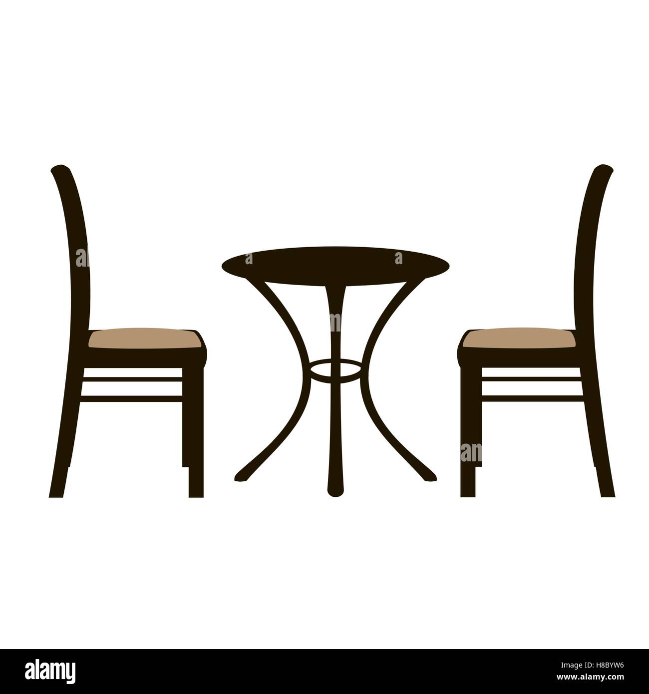 ShablonTable et une paire de chaises. Vector illustration. pour un café, une boutique de meubles Illustration de Vecteur