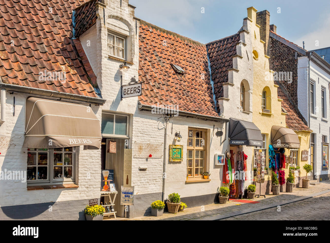 Les boutiques touristiques vieille ville Bruges Belgique Banque D'Images