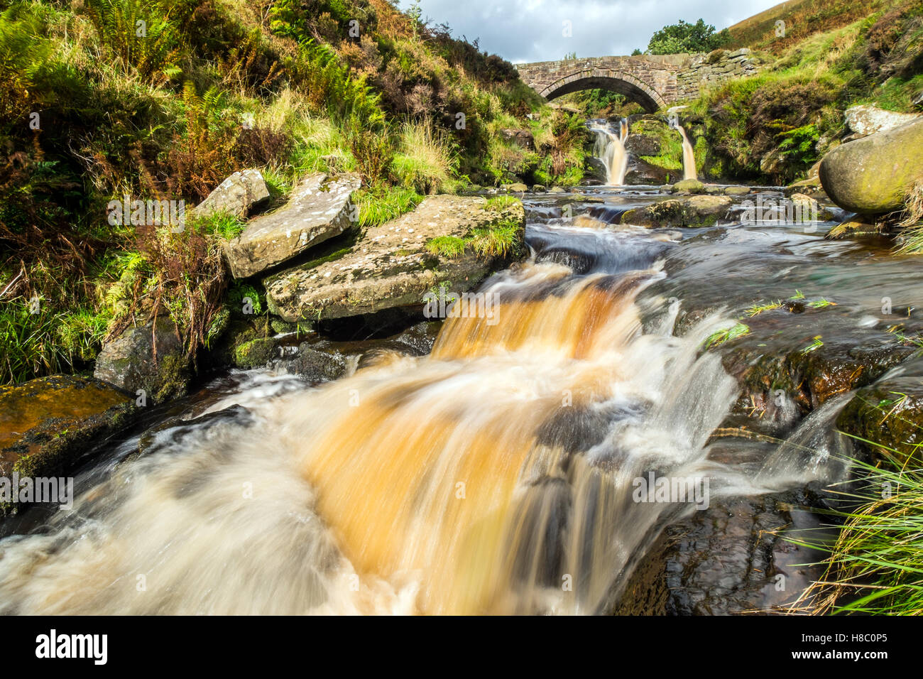 Trois Shires Bridge dans le Peak District, où les comtés de Derbyshire, Staffordshire et Cheshire rencontrez Banque D'Images