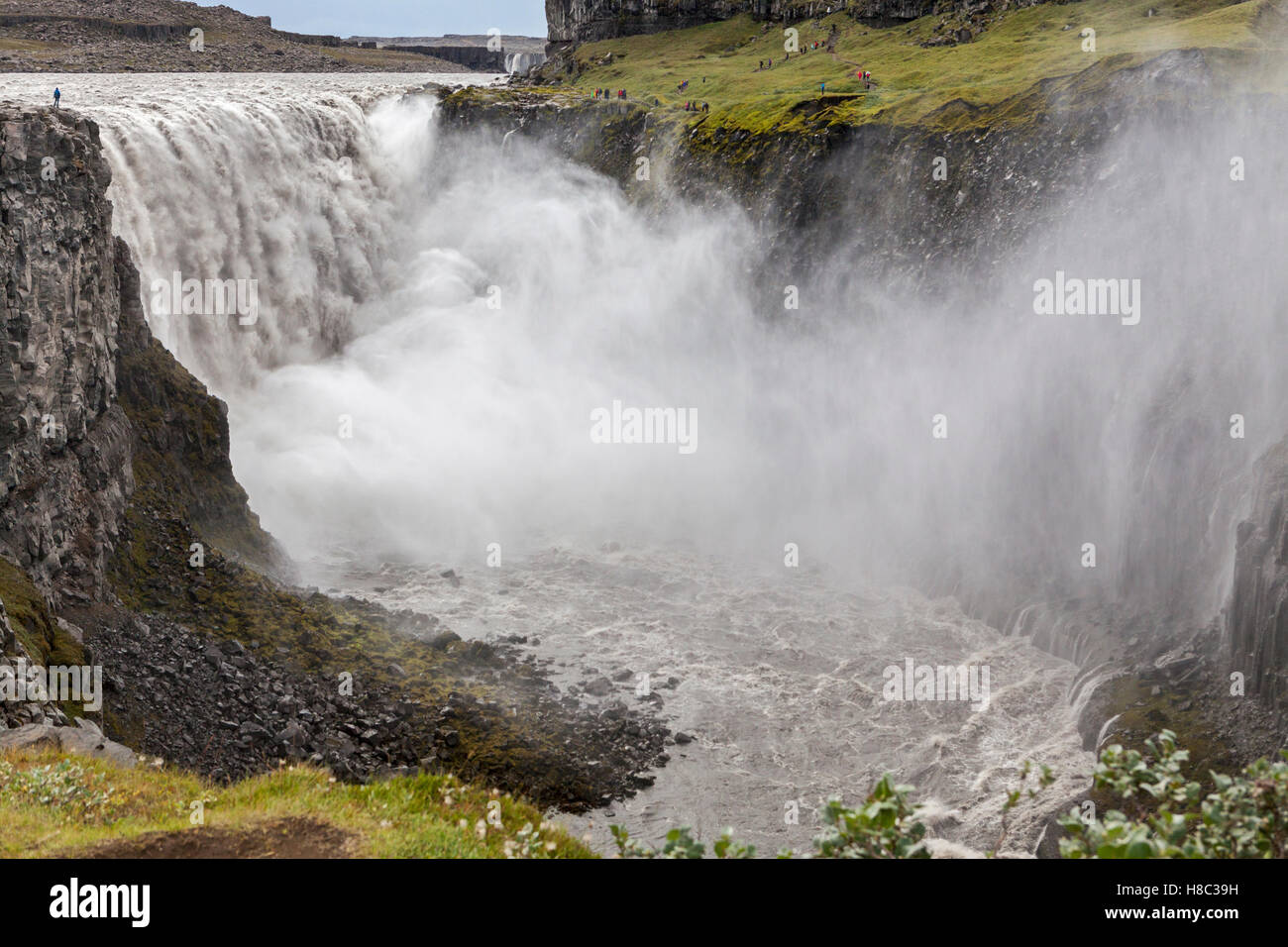 Une vue de la cascade Dettifoss en Islande depuis le côté ouest. Banque D'Images