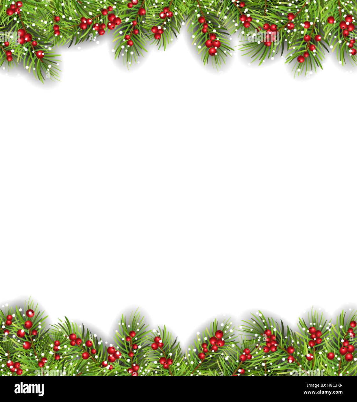 Maison de vacances Illustration Châssis avec des branches de sapin et des baies de houx, copie de l'espace pour votre texte - Vector Illustration de Vecteur