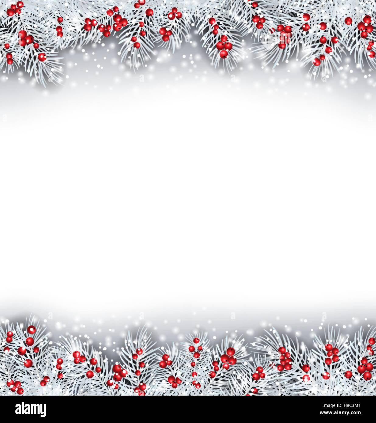 Illustration Bannière noël sapin argenté avec des brindilles, de l'espace pour copier votre texte - Vector Illustration de Vecteur