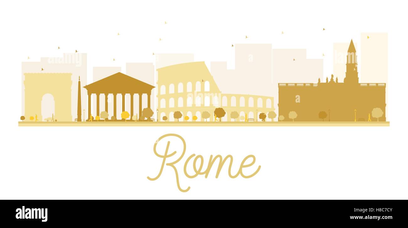 Rome City skyline silhouette d'or. Vector illustration. Concept simple pour le tourisme présentation, bannière, un placard ou web Illustration de Vecteur