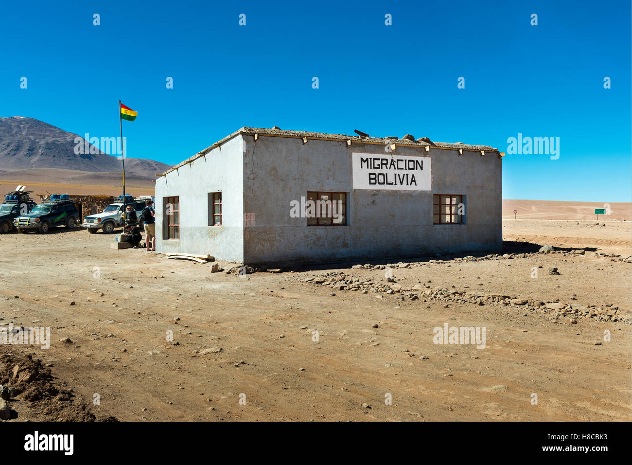 Département de Potosí, en Bolivie - 25 novembre 2013 : vue sur le bureau de douane de la frontière entre le Chili et la Bolivie dans le Potosí Banque D'Images