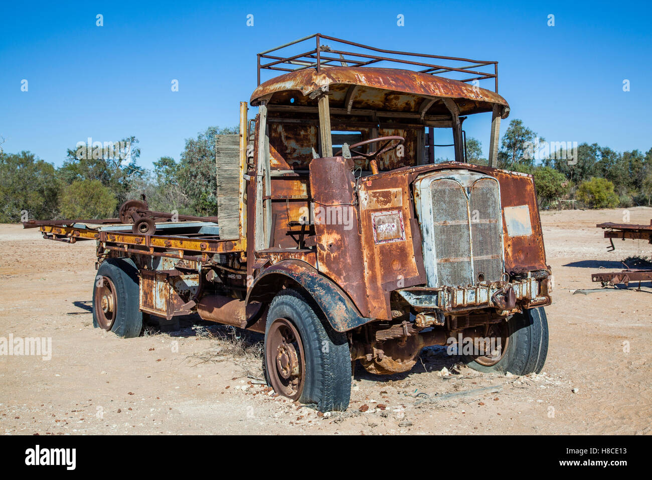 Vintage outback mail chariot à Mungerannie, Birdsville Track, l'Australie du Sud Banque D'Images
