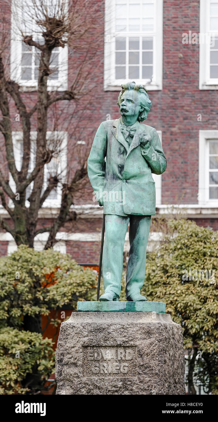 Monument Edvard Grieg dans Byparken. Bergen. La Norvège Banque D'Images