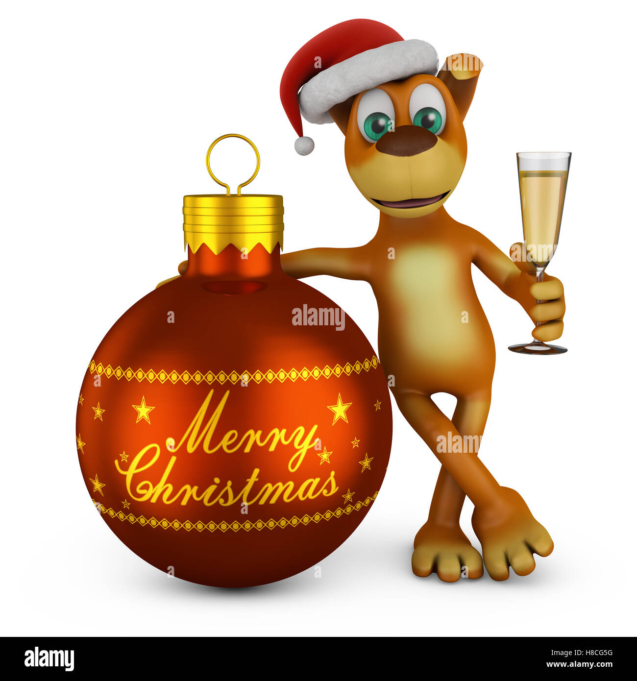 Chien De Dessin Animé Dans Un Chapeau De Père Noël Avec Un