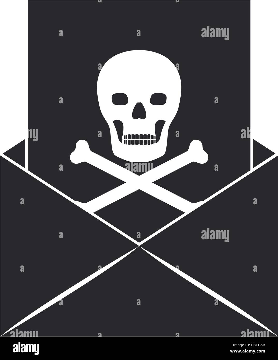 Lettre avec enveloppe et du crâne avec os en icône sur fond blanc. symbole  de danger. vector illustration Image Vectorielle Stock - Alamy