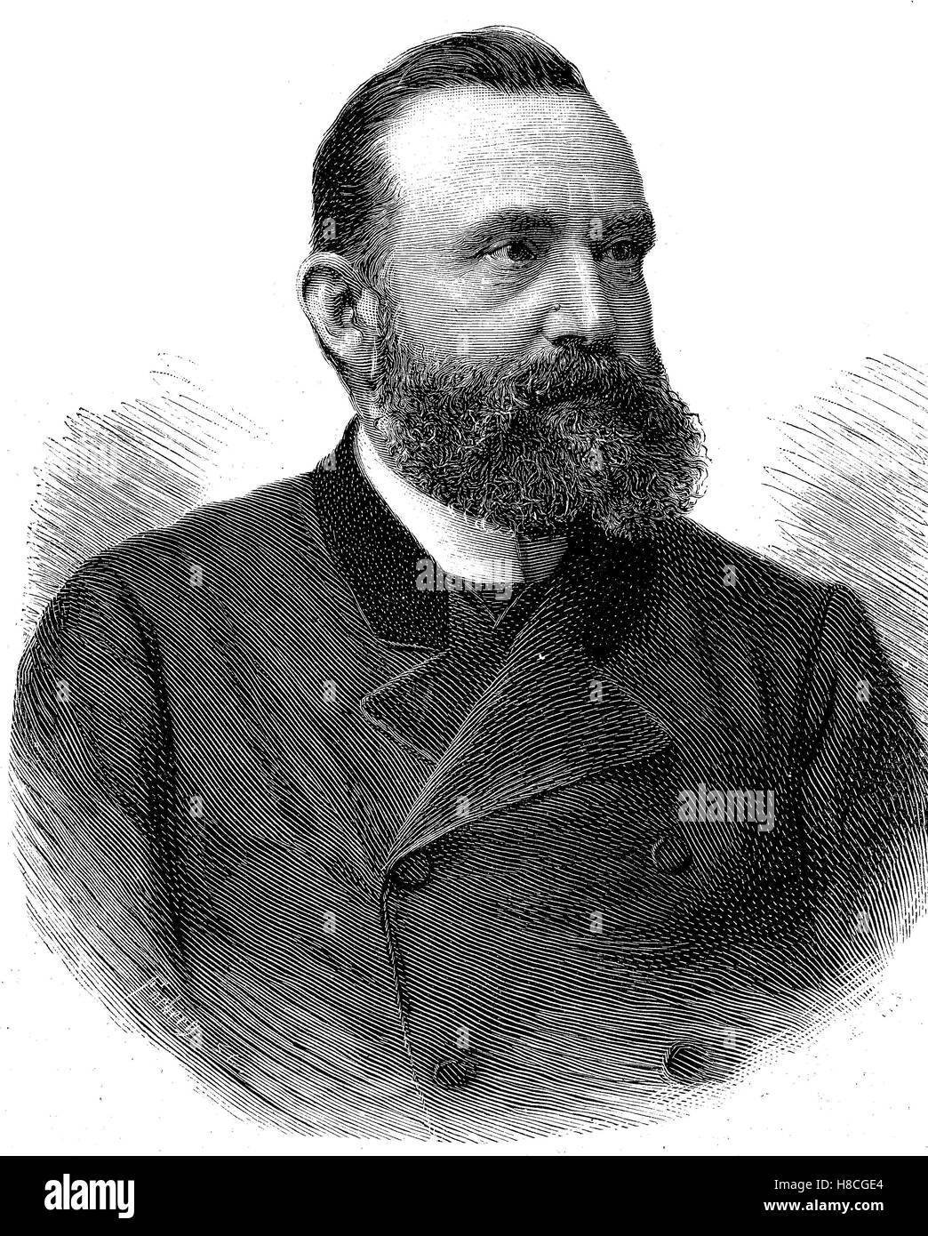 Walter Hauser, le 1 mai 1837, Français - Octobre 22, 1902, est une personnalité politique suisse, membre du Conseil Fédéral Suisse , gravure sur bois de 1892 Banque D'Images