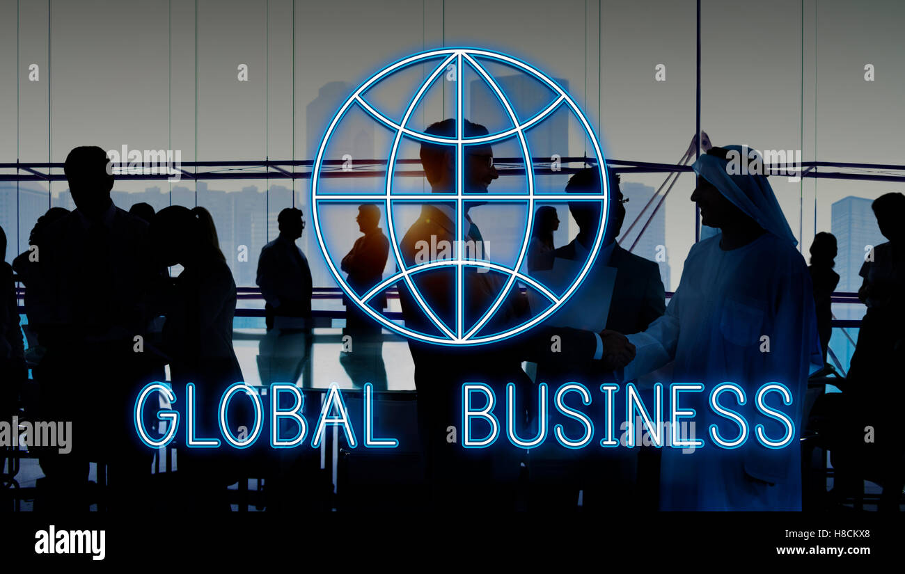 Monde Global Business Marketing Concept Icône Graphique Banque D'Images