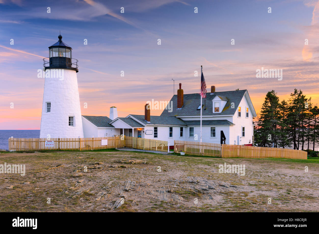 Point de Pemaquid Light à Bristol, Maine, USA. Banque D'Images