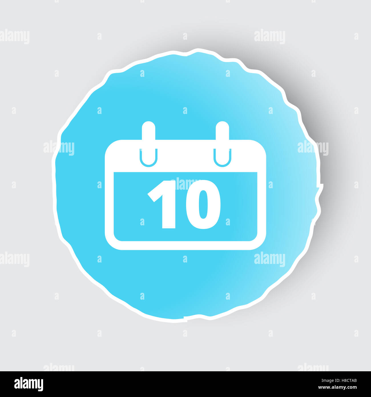 Bouton bleu avec l'icône de calendrier sur blanc. Banque D'Images
