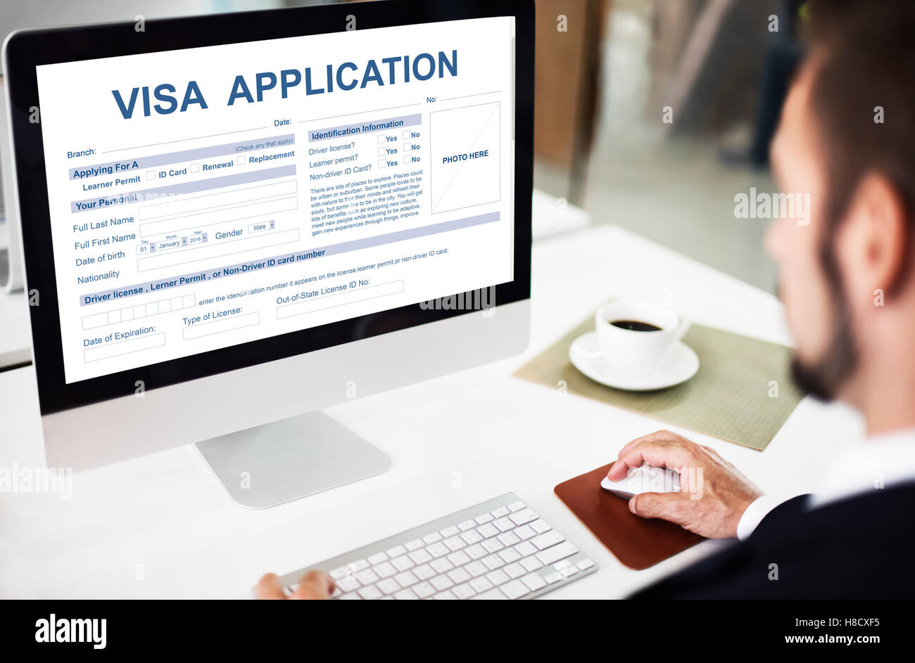 Formulaire de demande de visa Concept d'immigration Banque D'Images