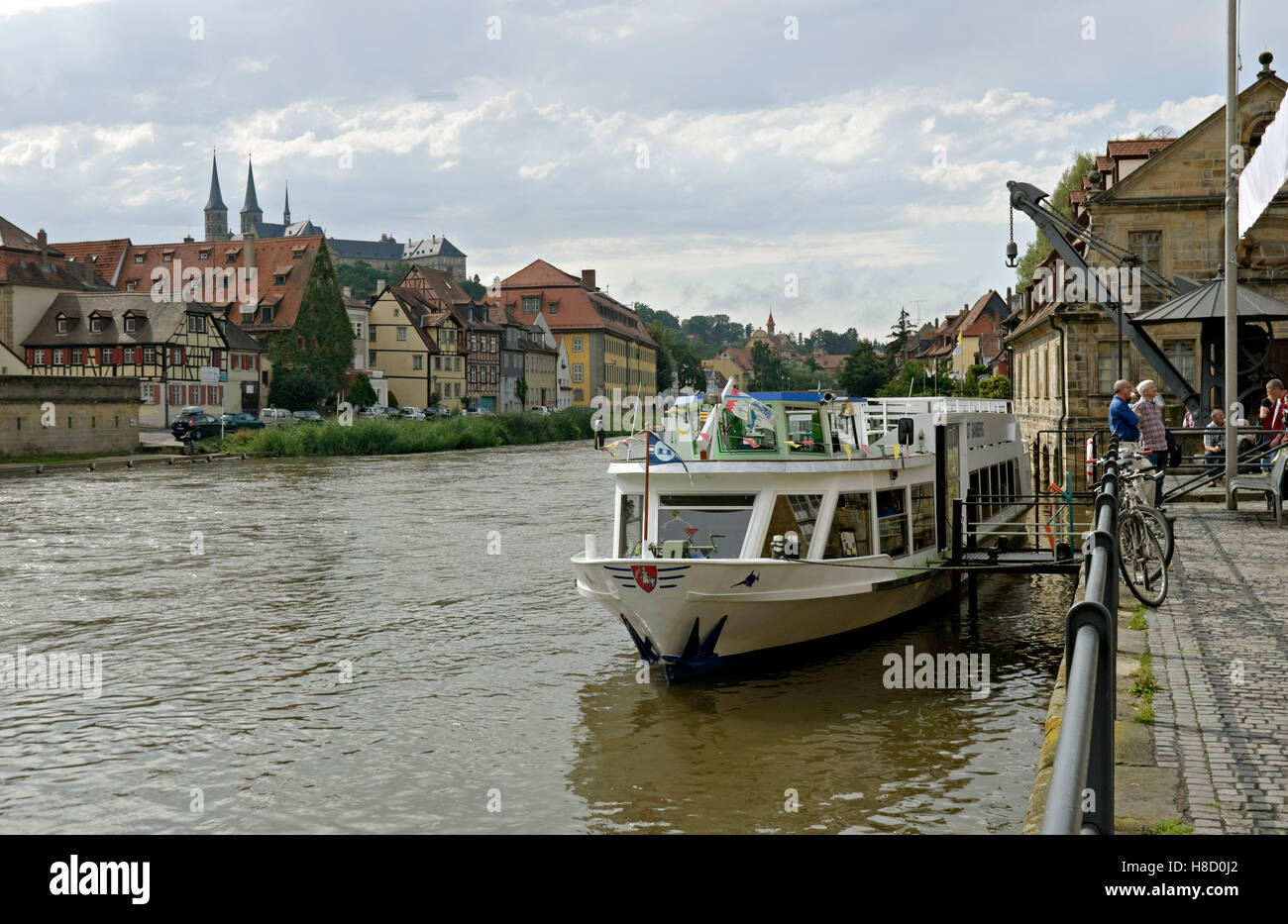 Rivière Regnitz, Bamberg, Franconia, Bavaria Banque D'Images