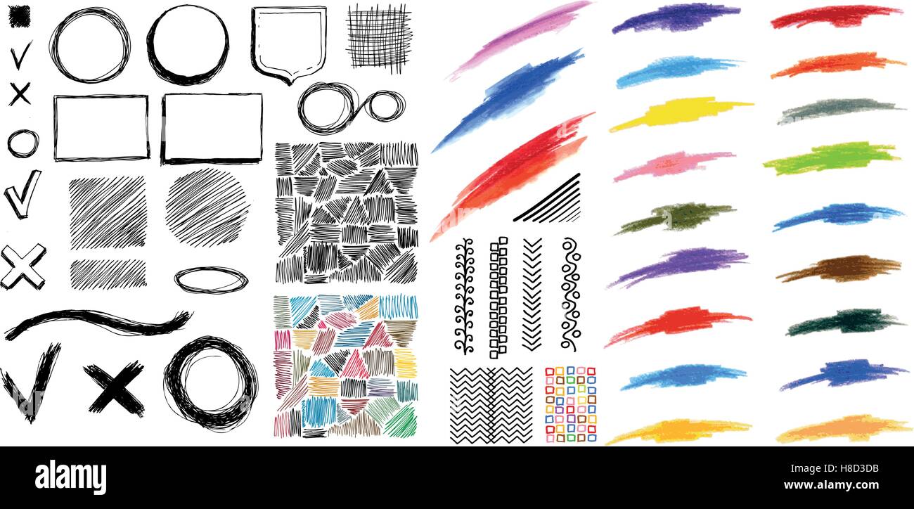 Éléments de conception et de pinceau stylo coup Illustration de Vecteur