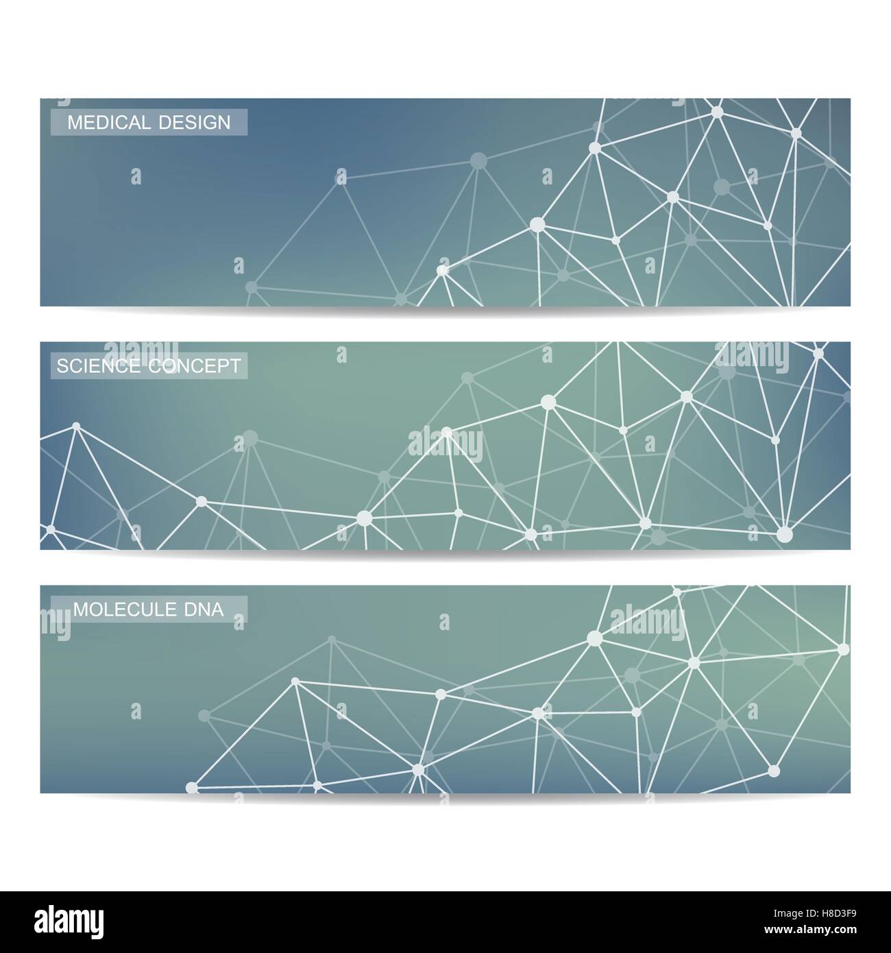 Ensemble de bannières scientifiques modernes. La structure de la molécule ADN et les neurones. Résumé fond. La médecine, de la science, de la technologie. Vector Illustration de Vecteur