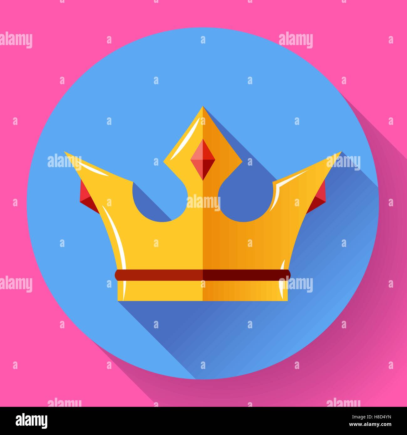 Couronne en or avec rubis. Télévision style design Illustration de Vecteur