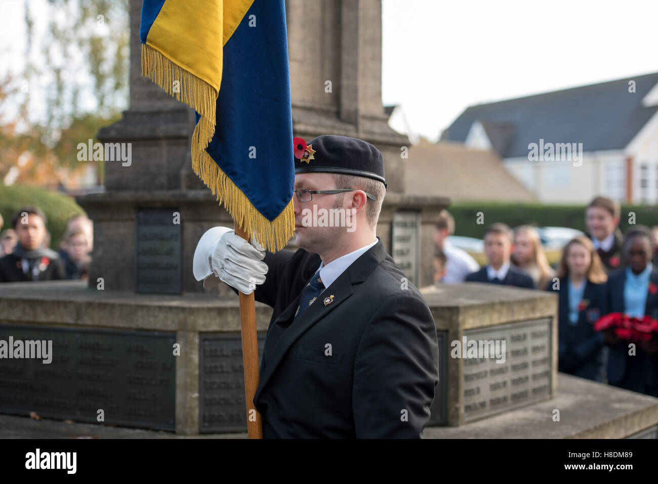 Brentwood, Essex, 11 novembre 2016, l'étendard de la Légion britannique , le jour de l'Armistice à Brentwood, Essex Crédit : Ian Davidson/Alamy Live News Banque D'Images